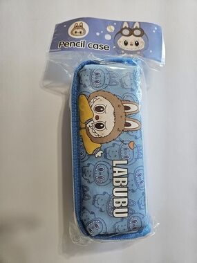 Blue LABUBU Little Monsters Soft Zippered Pencil Case New